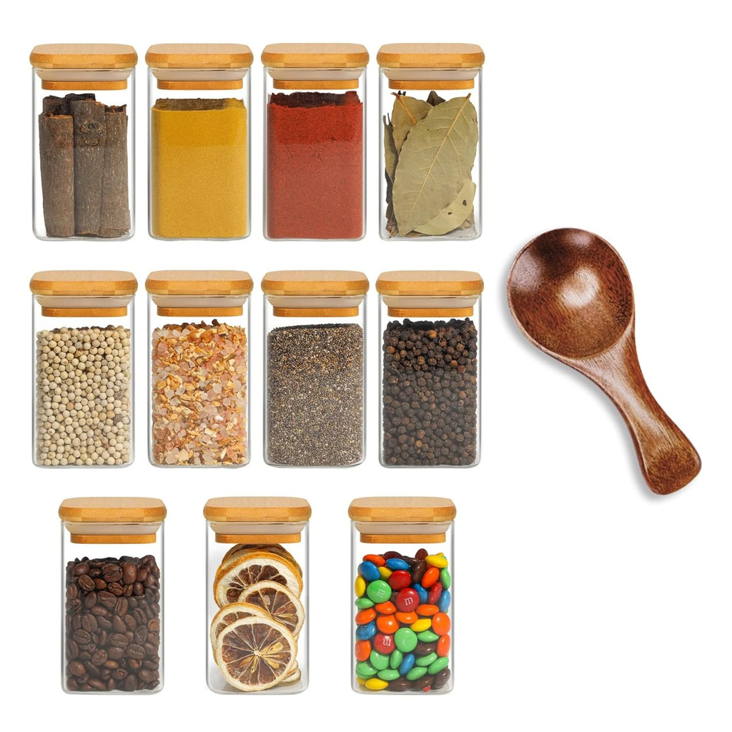 Spice Jars with Airtight Bamboo Lid | Seasoning Containers