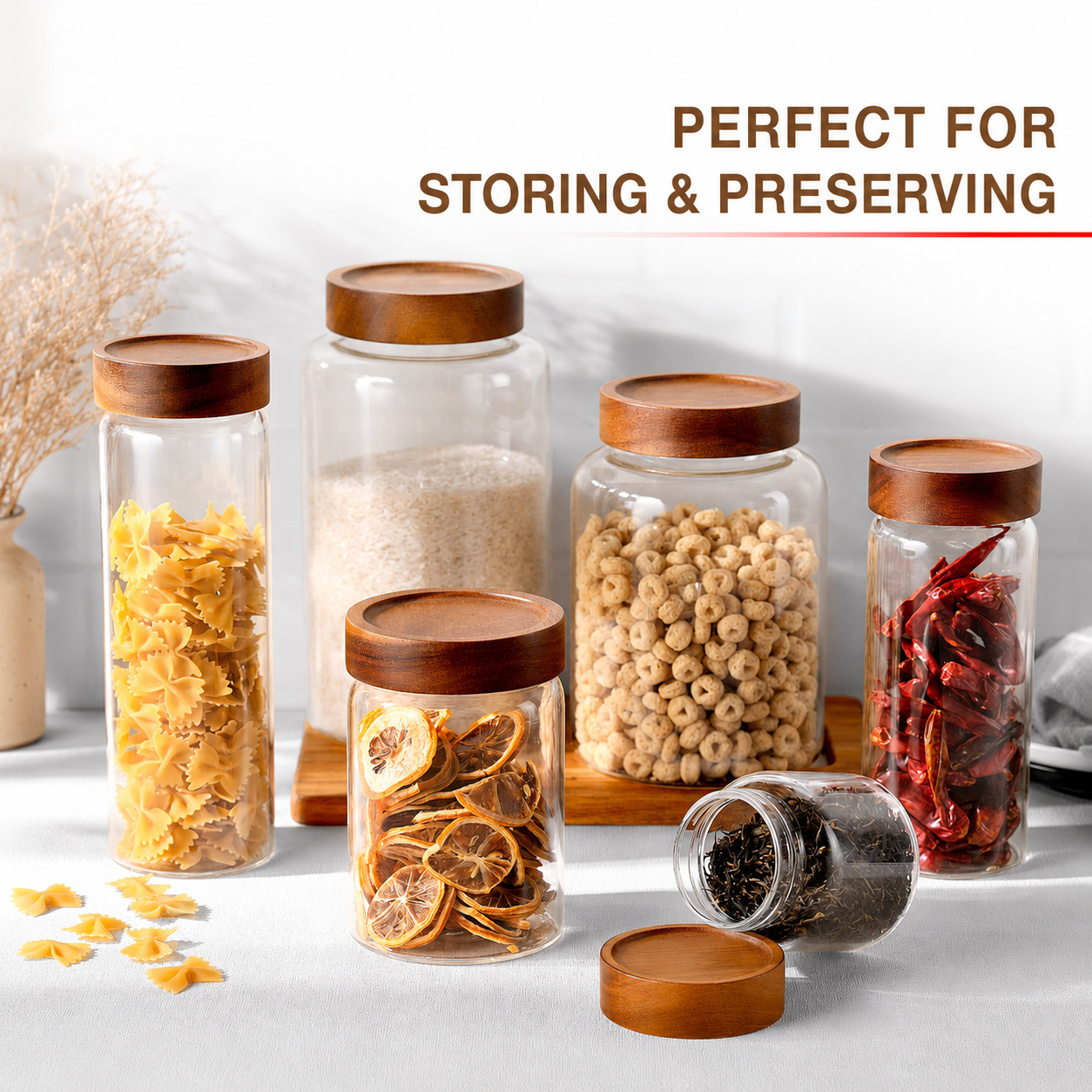 Glass Jars With Acacia Wooden Lid