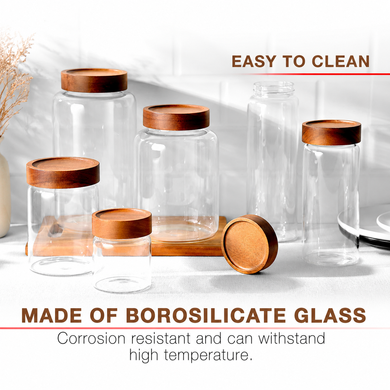 Glass Jars With Acacia Wooden Lid