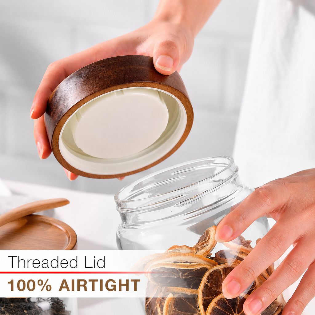 Glass Jars With Acacia Wooden Lid
