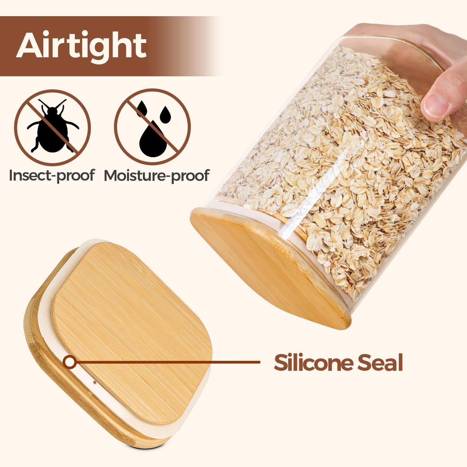 Spice Jars with Airtight Bamboo Lid | Seasoning Containers