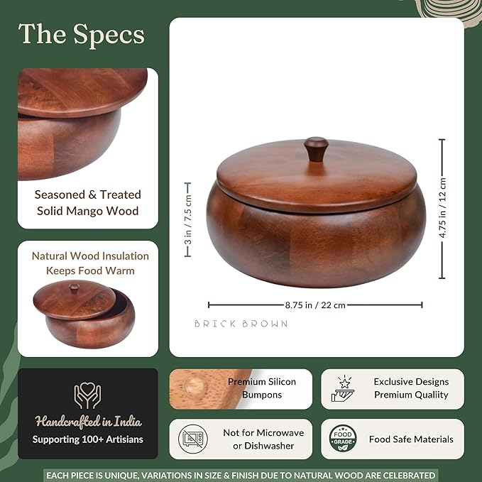 Mango Wood Wooden Roti Box